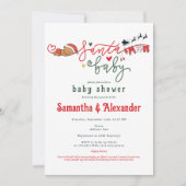 サンタベビー冬アフリカ系アメリカ人ベビーシャワー 招待状 (正面)