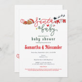 サンタベビー冬アフリカ系アメリカ人ベビーシャワー 招待状 (正面/裏面)