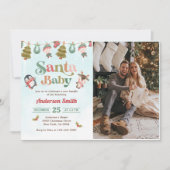 サンタベビー冬クリスマスベビーシャワー写真 招待状 (正面)
