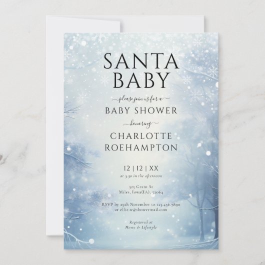 サンタベビー冬クリスマスベビーシャワー 招待状 (正面)