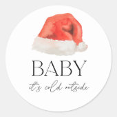 サンタベビー外は寒いベイビーシャワーが好き ラウンドシール (正面)