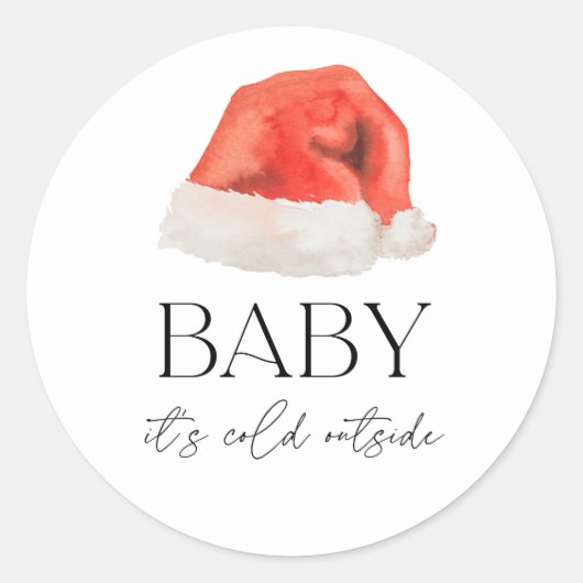 サンタベビー外は寒いベイビーシャワーが好き ラウンドシール (正面)