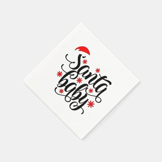 サンタベビー妊娠発表クリスマスサンタ スタンダードカクテルナプキン (角)