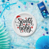 サンタベビー妊娠発表クリスマスサンタ ペーパープレート (パーティー)