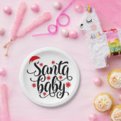 サンタベビー妊娠発表クリスマスサンタ ペーパープレート (パーティー)