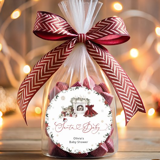 サンタベビー水彩少女ベビーシャワー ラウンドシール