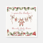 サンタベビー物干しクリスマスベビーシャワー スタンダードカクテルナプキン (正面)