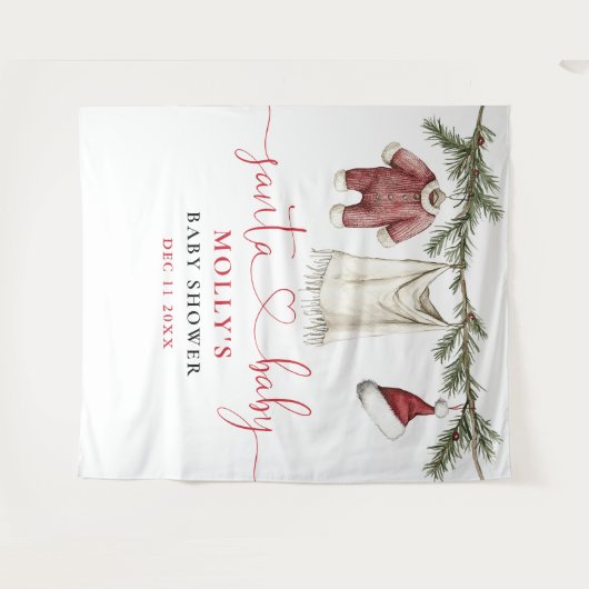 サンタベビー物干し用ベビーシャワー写真背景 タペストリー (正面(横))