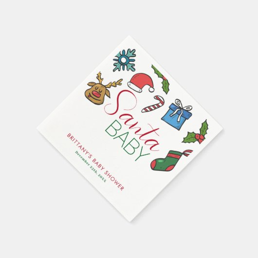サンタベビー男女兼用クリスマスベビーシャワー スタンダードカクテルナプキン (角)