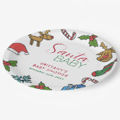 サンタベビー男女兼用クリスマスベビーシャワー ペーパープレート (アングル)