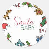 サンタベビー男女兼用クリスマスベビーシャワー ラウンドシール (正面)