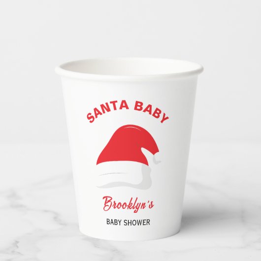 サンタベビー男女兼用ベビーシャワーウィンターハット 紙コップ (正面)