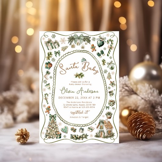 サンタベビー男女兼用ベビーシャワー 招待状