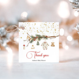 サンタベビー素朴冬の緑の赤ちゃんシャワー フェイバータグ