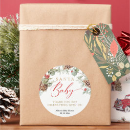 サンタベビー素朴冬の緑の赤ちゃんシャワー ラウンドシール