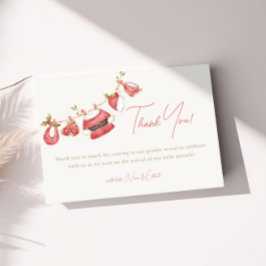 サンタベビー赤い服ウィンターボーイ赤ちゃんシャワー サンキューカード