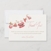 サンタベビー赤い服ウィンターボーイ赤ちゃんシャワー サンキューカード (正面)