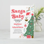 サンタベビー赤と緑のクリスマスベビーシャワー 招待状 (スタンド正面)