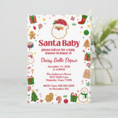 サンタベビー赤と緑のベビーシャワー 招待状 (スタンド正面)