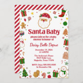 サンタベビー赤と緑のベビーシャワー 招待状 (正面/裏面)