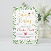 サンタベビー金ゴールドスノーフレーク冬のベビーシャワー 招待状 (スタンド正面)