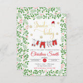 サンタベビー金ゴールドスノーフレーク冬のベビーシャワー 招待状 (正面/裏面)