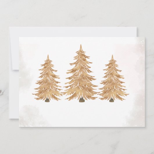 サンタベビー金ゴールドツリークリスマスベビーシャワー写真 招待状 (裏面)