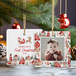 サンタベビー1stクリスマスフォトオーナメント セラミックオーナメント