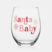 サンタベビー-おもしろいホリデータイポグラフィデザイン ステムなしワイングラス (正面)