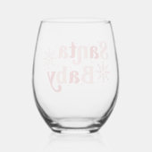 サンタベビー-おもしろいホリデータイポグラフィデザイン ステムなしワイングラス (裏面)