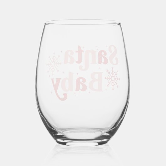 サンタベビー-おもしろいホリデータイポグラフィデザイン ステムなしワイングラス (裏面)