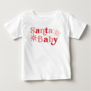 サンタベビー-おもしろいホリデータイポグラフィデザイン ベビーTシャツ