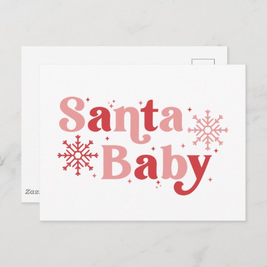 サンタベビー-おもしろいホリデータイポグラフィデザイン ポストカード (正面/裏面)
