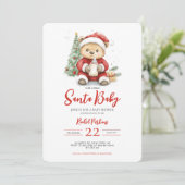 サンタベビー かわいいクマ クリスマスベビーシャワー 招待状 (スタンド正面)