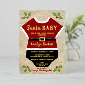 サンタベビー |クリスマスベビーシャワー実在金ゴールド 箔招待状 (立ち正面)