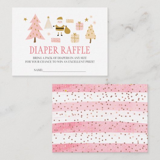 サンタベビー,ベビーガールシャワーおむつラッフル エンクロージャーカード (正面/裏面)