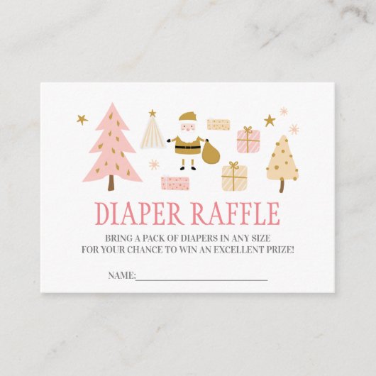サンタベビー,ベビーガールシャワーおむつラッフル エンクロージャーカード (正面)