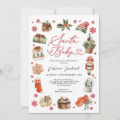 サンタベビー-モダンクリスマスウィンターベビーシャワー 招待状 (正面)