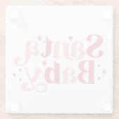 サンタベビー-レトロクリスマスタイポグラフィ ガラスコースター (裏面)