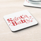 サンタベビー-レトロクリスマスタイポグラフィ コースター (左側)