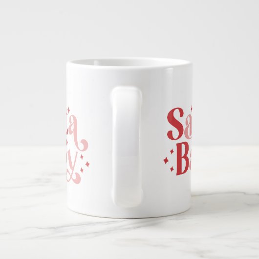 サンタベビー-レトロクリスマスタイポグラフィ ジャンボコーヒーマグカップ (裏面)