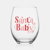 サンタベビー-レトロクリスマスタイポグラフィ ステムなしワイングラス (正面)