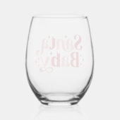 サンタベビー-レトロクリスマスタイポグラフィ ステムなしワイングラス (裏面)