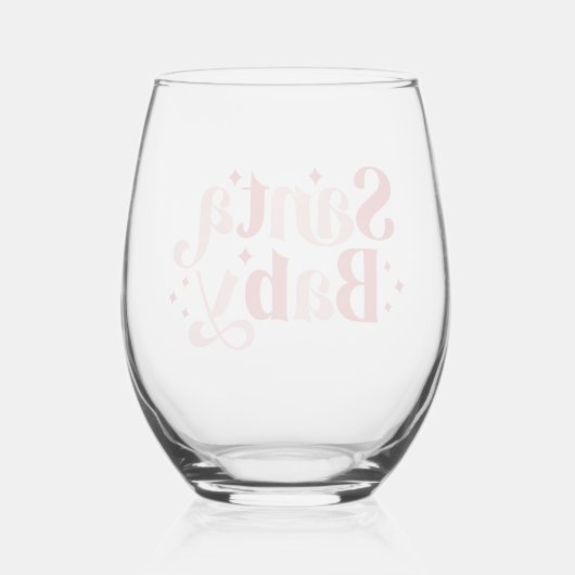 サンタベビー-レトロクリスマスタイポグラフィ ステムなしワイングラス (裏面)