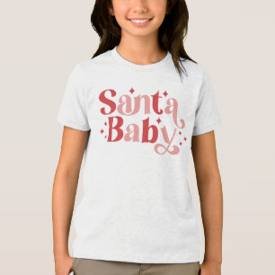 サンタベビー-レトロクリスマスタイポグラフィ トライブレンドTシャツ