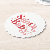 サンタベビー-レトロクリスマスタイポグラフィ ペーパーコースター (アングル)