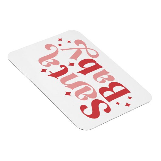 サンタベビー-レトロクリスマスタイポグラフィ マグネット (右側)