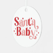 サンタベビー-レトロクリスマスタイポグラフィ メタルオーナメント (正面左)