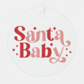 サンタベビー-レトロクリスマスタイポグラフィ メタルオーナメント (正面)