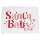 サンタベビー-レトロクリスマスタイポグラフィ ラージペーパーバッグ (正面)
